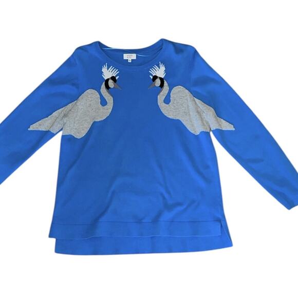 Crown and Ivy women’s Blue swan sweater size XL long sleeve, graphic pullover - Picture 1 of 9